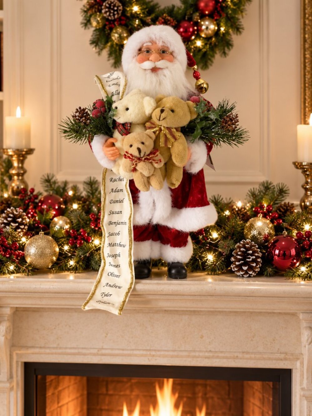 Santa Claus Red Velvet Nice List Christmas Embellished Windy Hill 20" Holiday